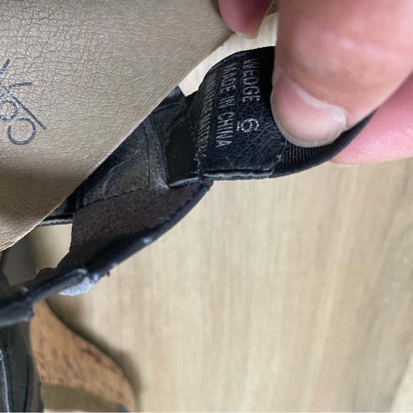 Corkey cork heel Sandals with black straps size 6 - Picture 5 of 11